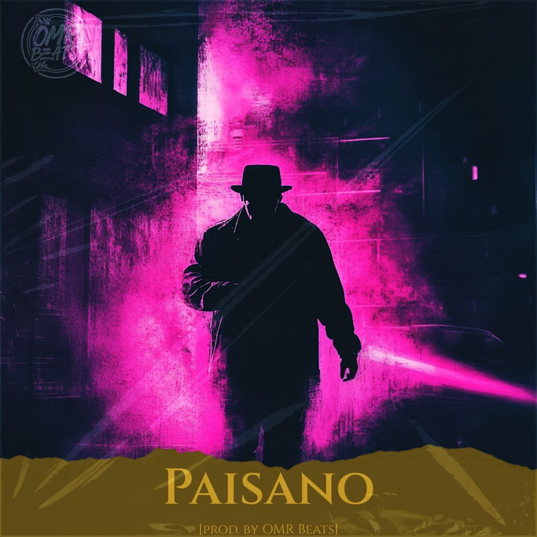 A silhouetted person in a hat strides through a shadowy cityscape enveloped in pink mist and backlighting, capturing the essence of hip-hop rhythms. The image includes the text: 